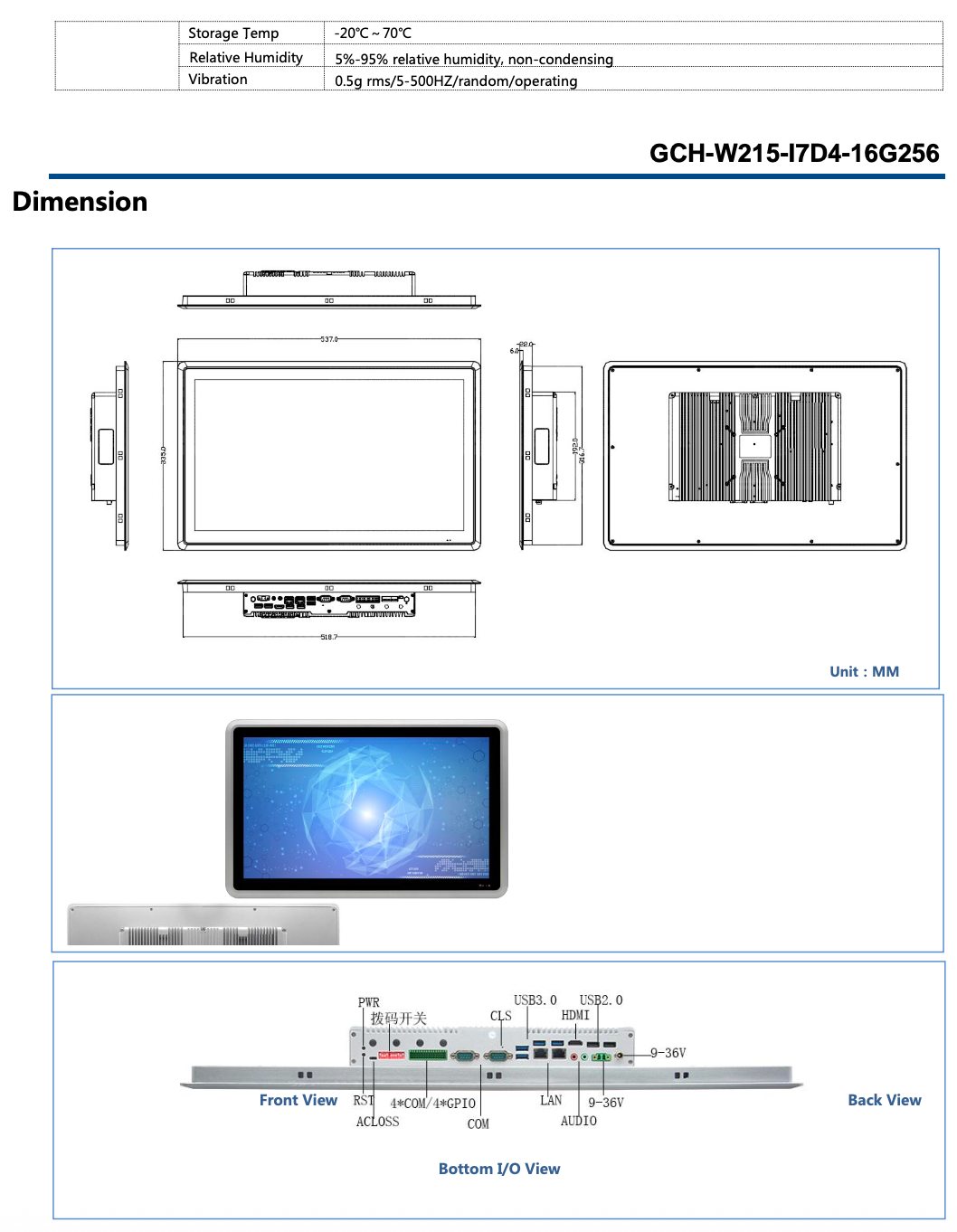 corenox 21,5 inch Tech spec 2